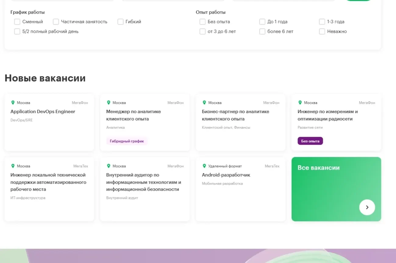 Пример Страницы Чекбокс сайта Мегафон