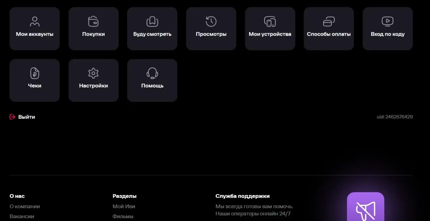 Скриншот Страницы Иконки сайта IVI