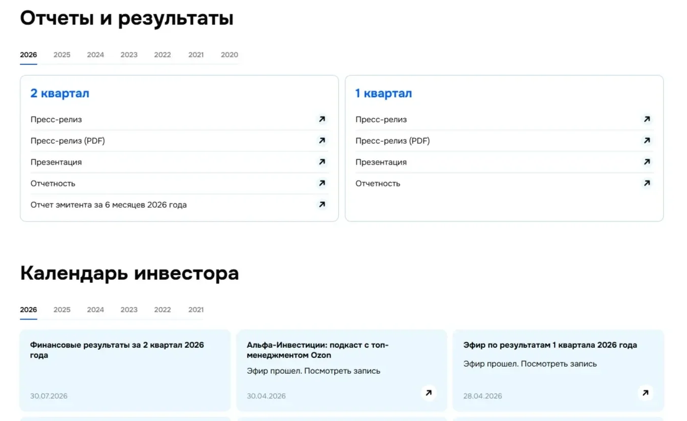 Изображение Страницы Табы/вкладки сайта Ozon