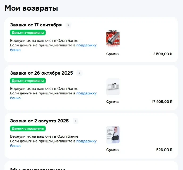 Скриншот Страницы Карточка и плитка сайта Ozon