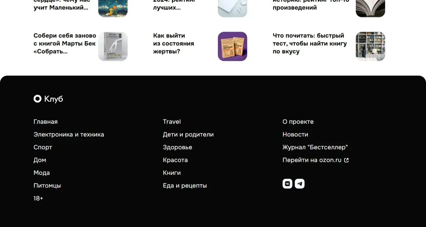 Изображение Страницы Футер сайта Ozon