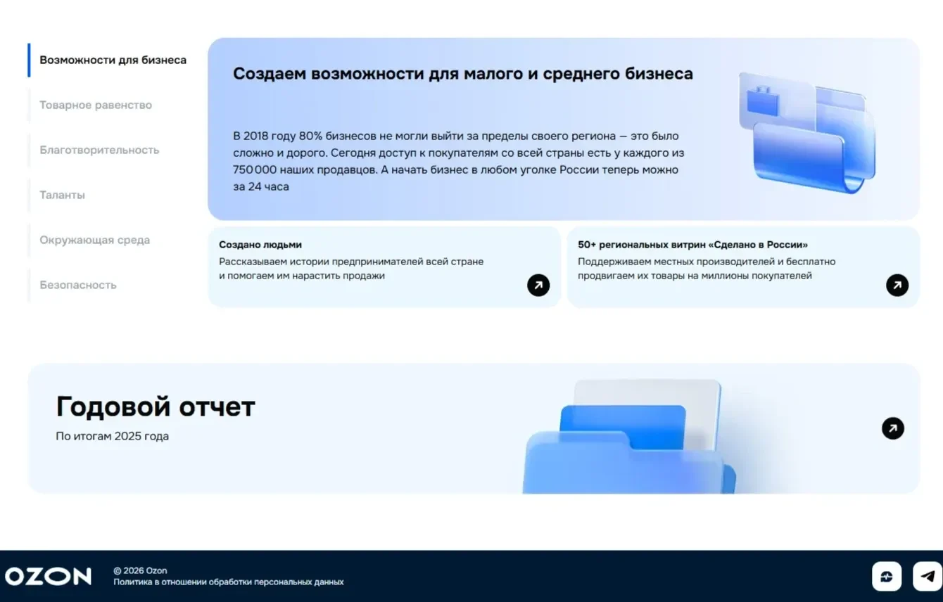 Картинка Страницы Табы/вкладки сайта Ozon
