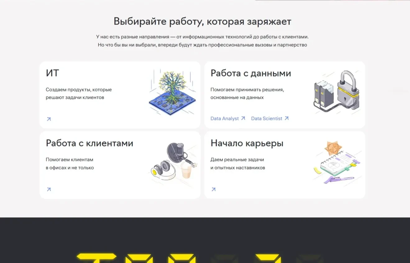 Пример Страницы Карточка и плитка сайта Райффайзен