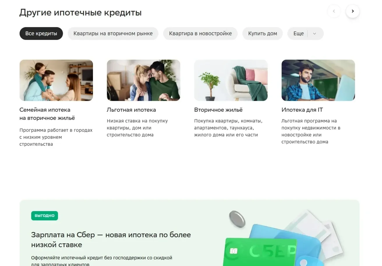 Фото Страницы Перелинковка сайта СберБанк