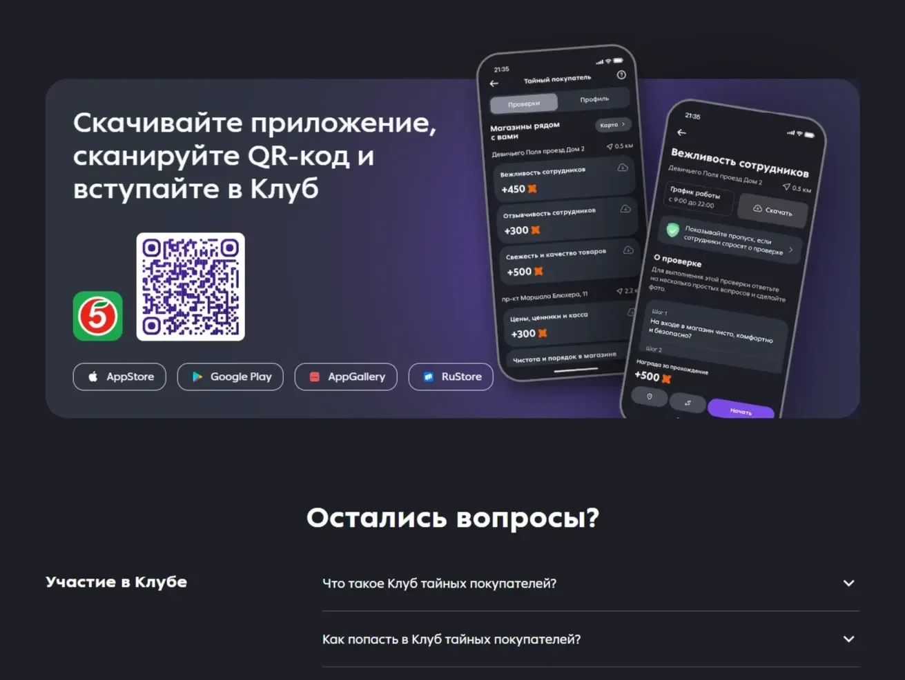 Изображение Страницы QR-код сайта Пятёрочка