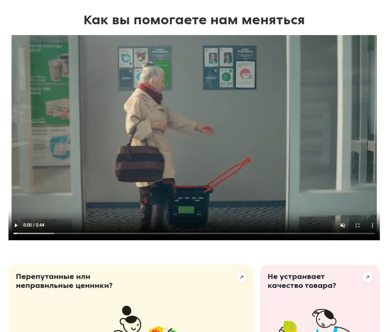Скриншот Страницы Видео сайта Пятёрочка