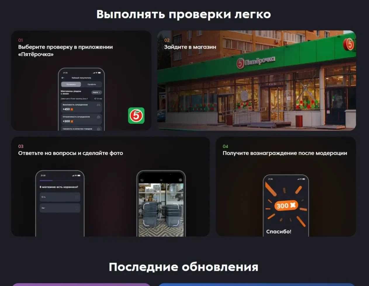 Пример Страницы Этапы сайта Пятёрочка