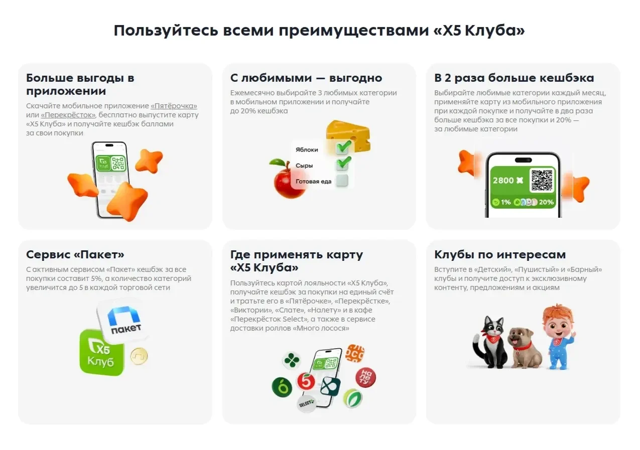 Скриншот Страницы Иллюстрации сайта Пятёрочка