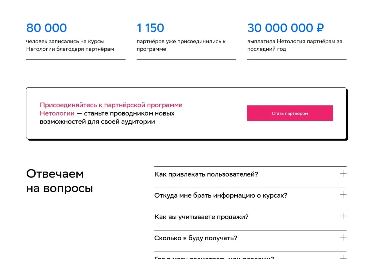 Скриншот Страницы Статистика сайта Нетология