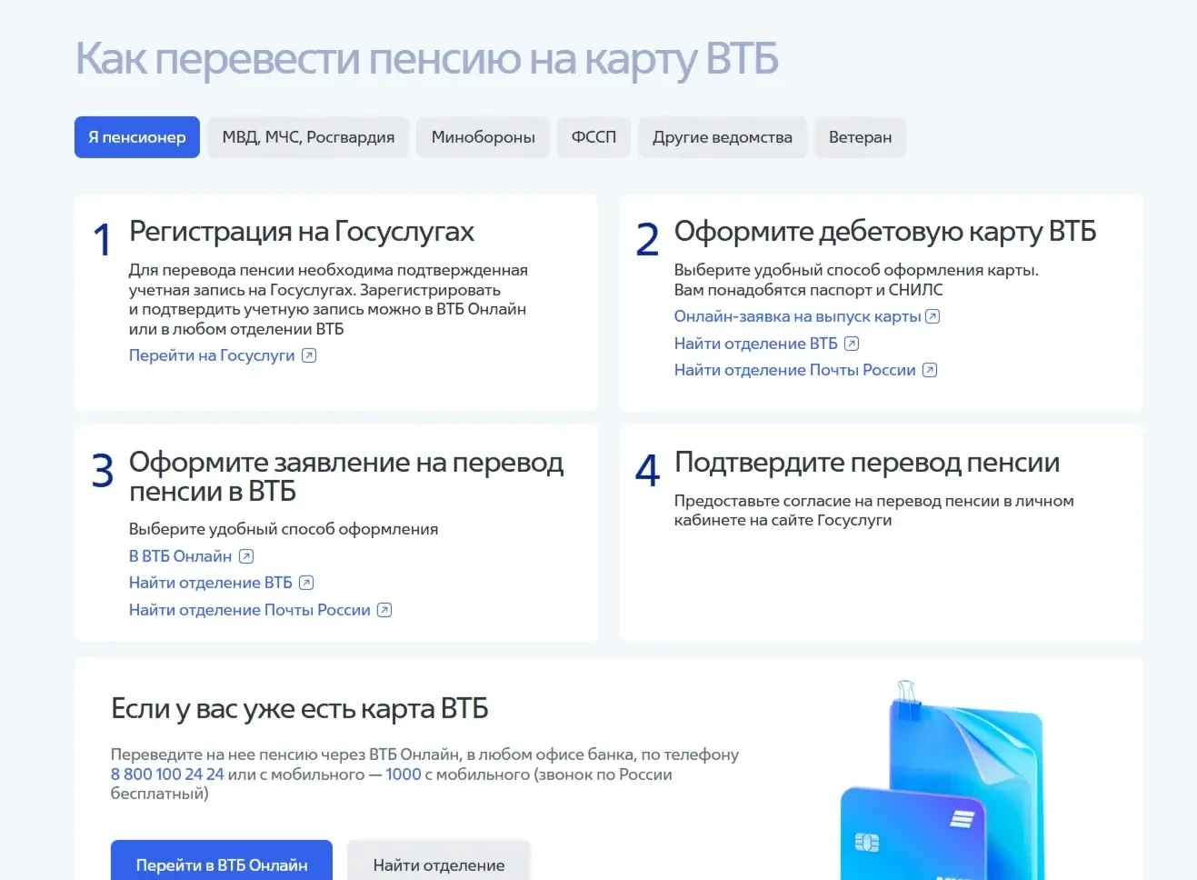 Скриншот Страницы Этапы сайта ВТБ