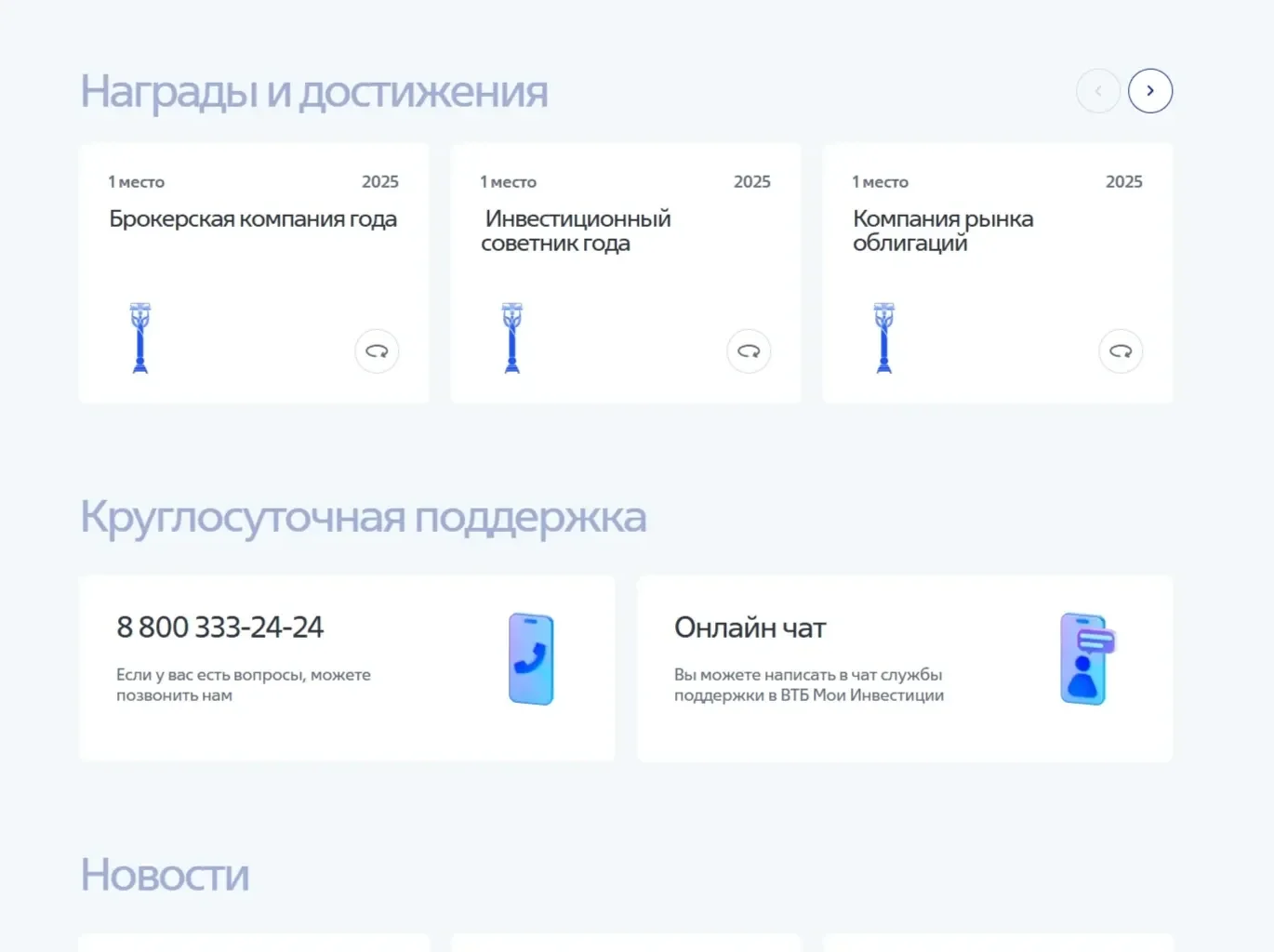Фотография Страницы Карусель сайта ВТБ