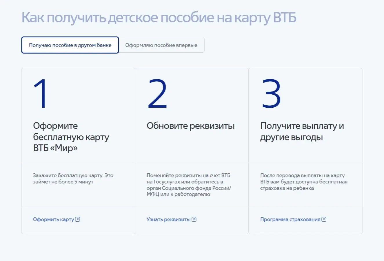Картинка Страницы Этапы сайта ВТБ