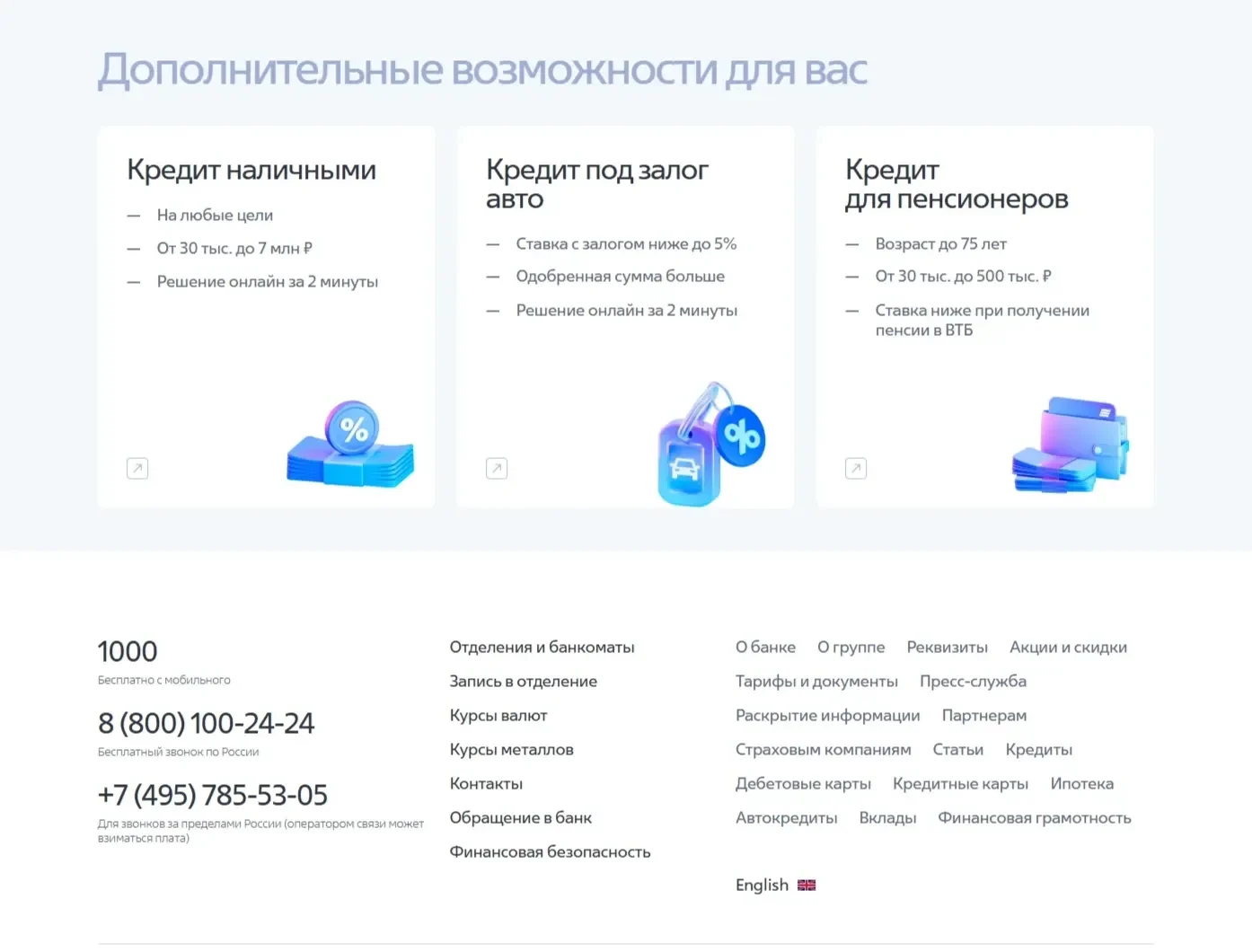Скрин Страницы Перелинковка сайта ВТБ