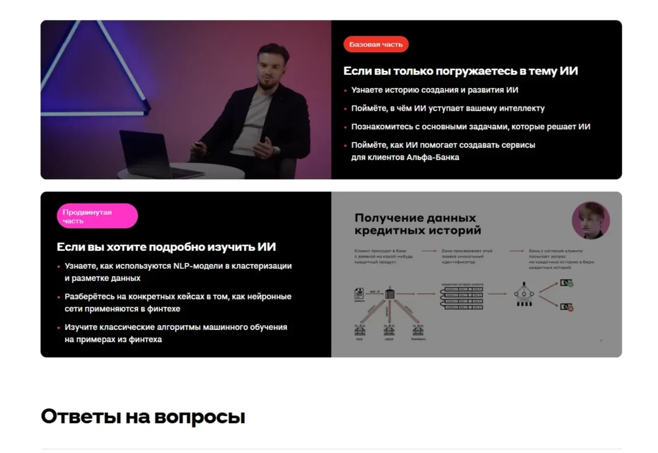 Изображение Страницы Карточка и плитка сайта Альфа-Банк