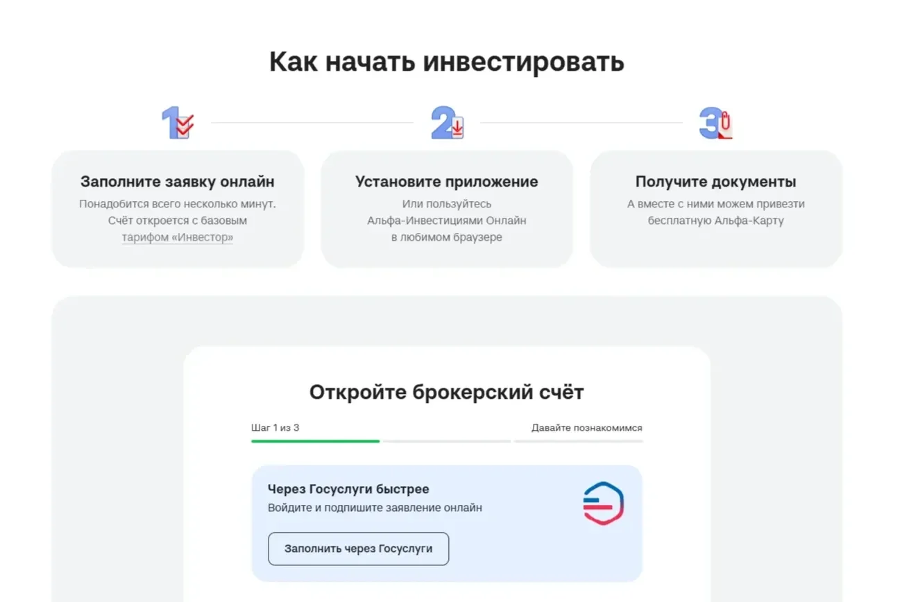 Пример Страницы Этапы сайта Альфа-Банк