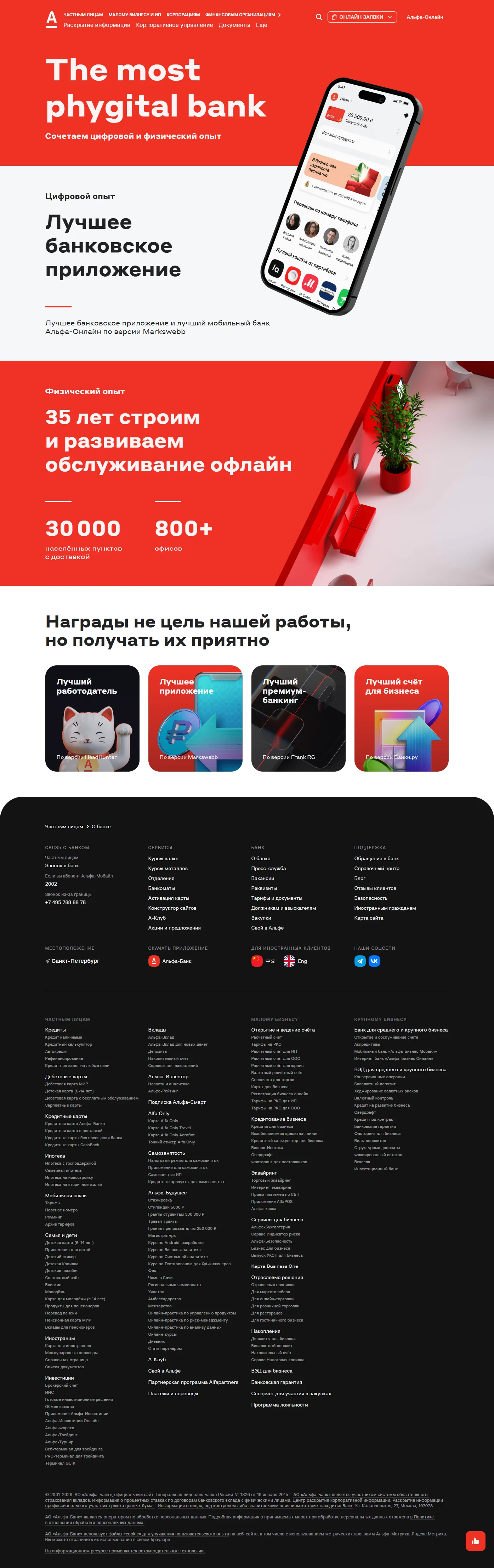 Картинка Страницы О компании сайта Альфа-Банк