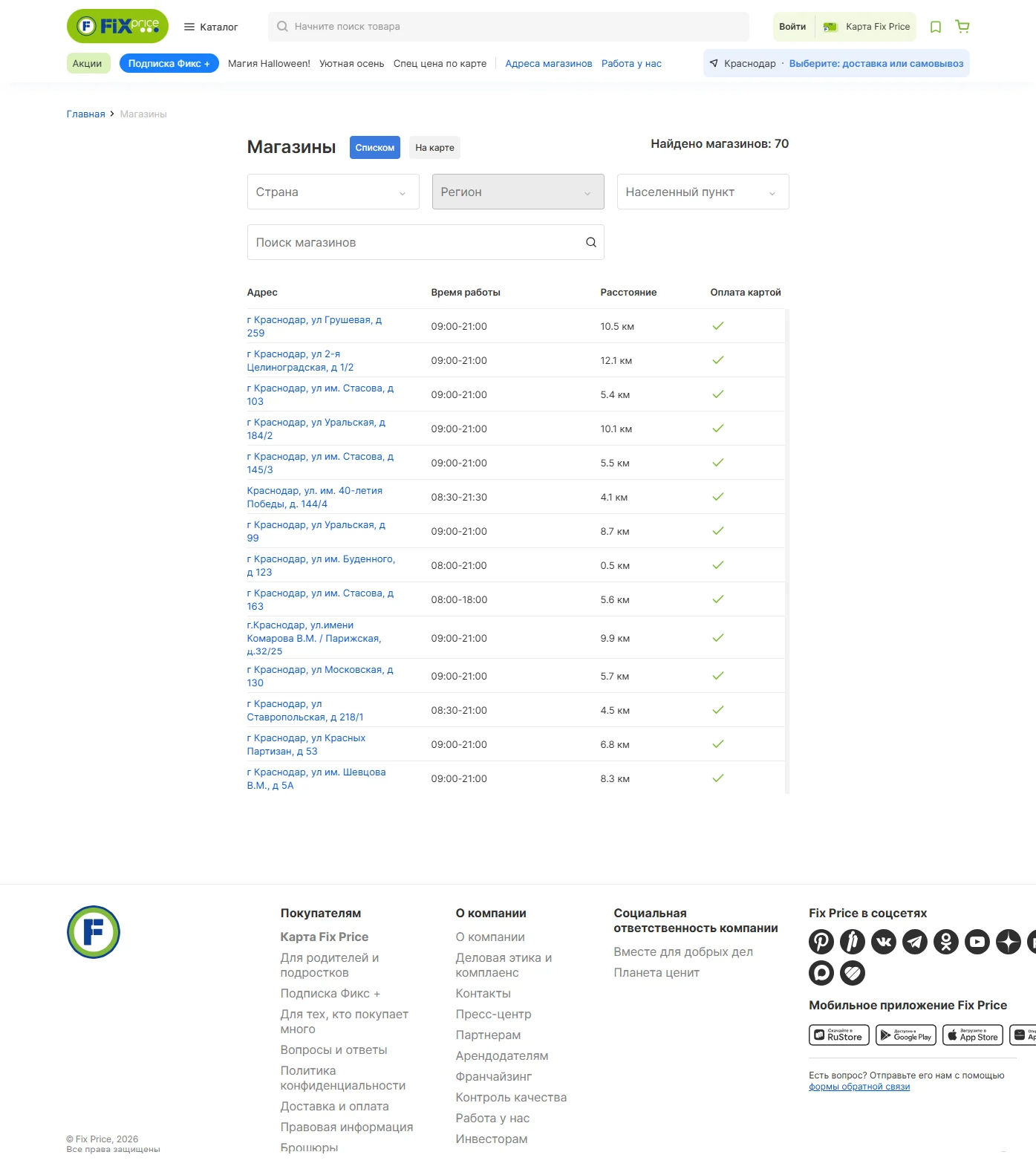 Фото Страницы Адреса сайта Fix Price