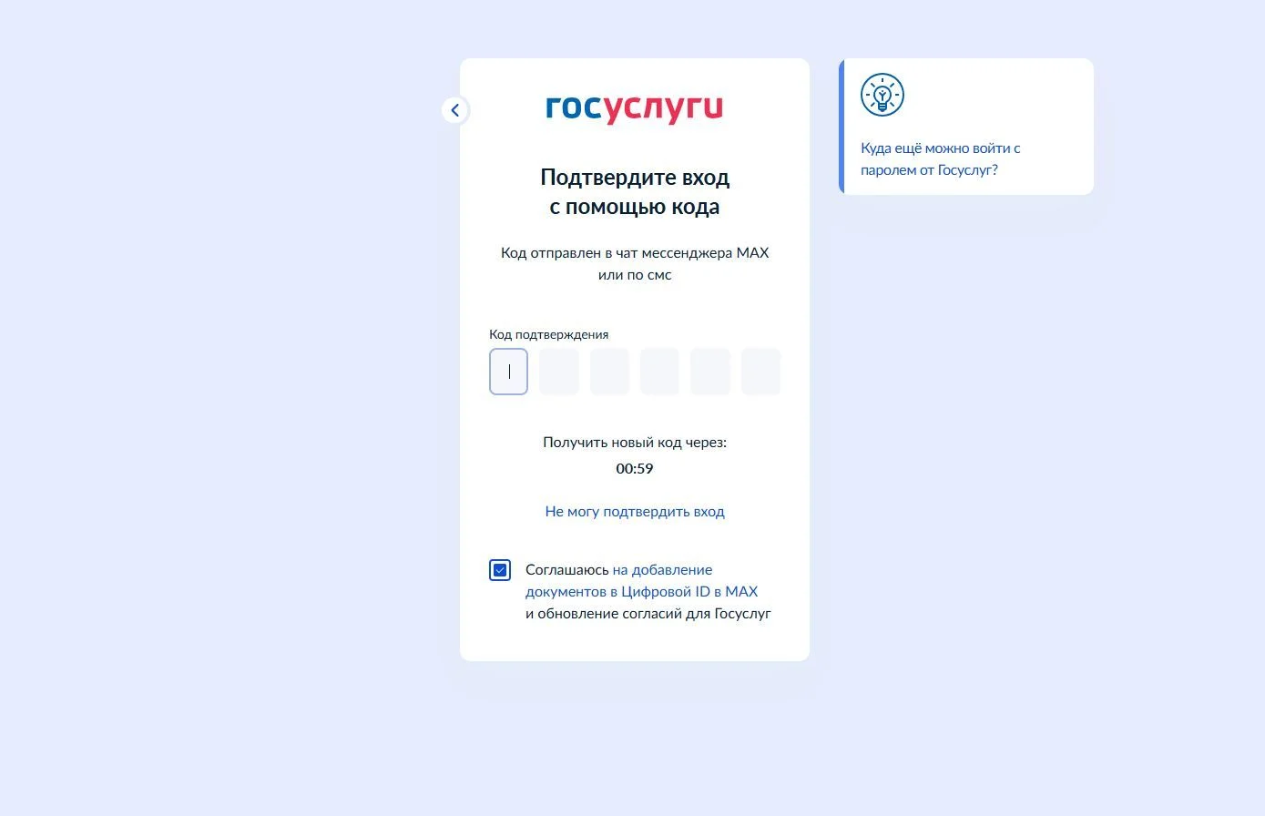 Скрин Страницы Чекбокс сайта Госуслуги